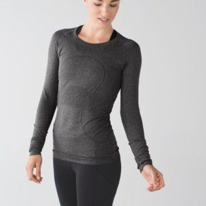 Lululemon Swiftly Tech Long Sleeve Crew Heathered Black Grey Size 4